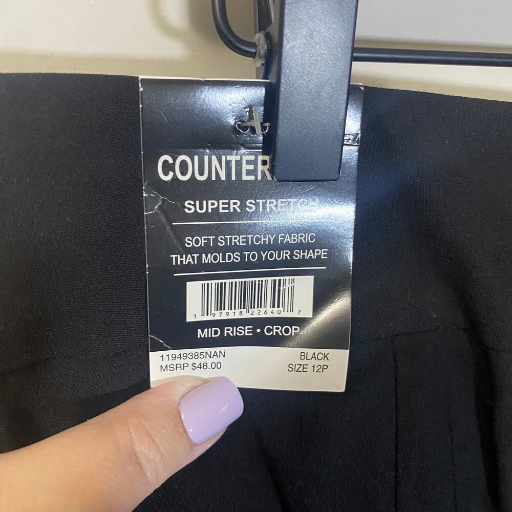 Counterparts NWT Button Sailor Capris Petite Black Crop Pant Slim Leg Sz 12P - Picture 7 of 10